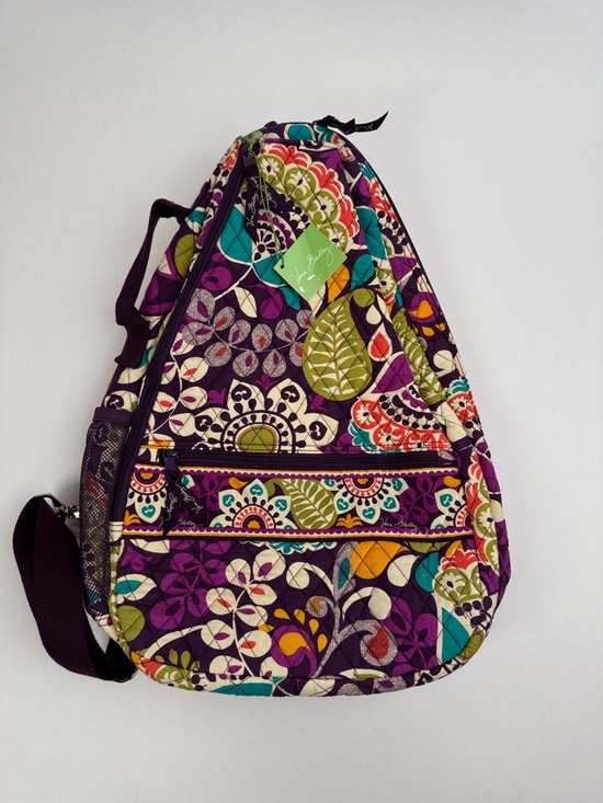 Vera Bradley Purple Quilted Floral Sling Tennis Backpack with Multicolor Print